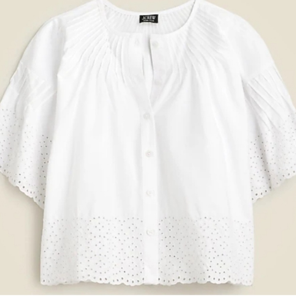 I crew xxs Jolie White Eyelet Button-Up Blouse new - Picture 4 of 5
